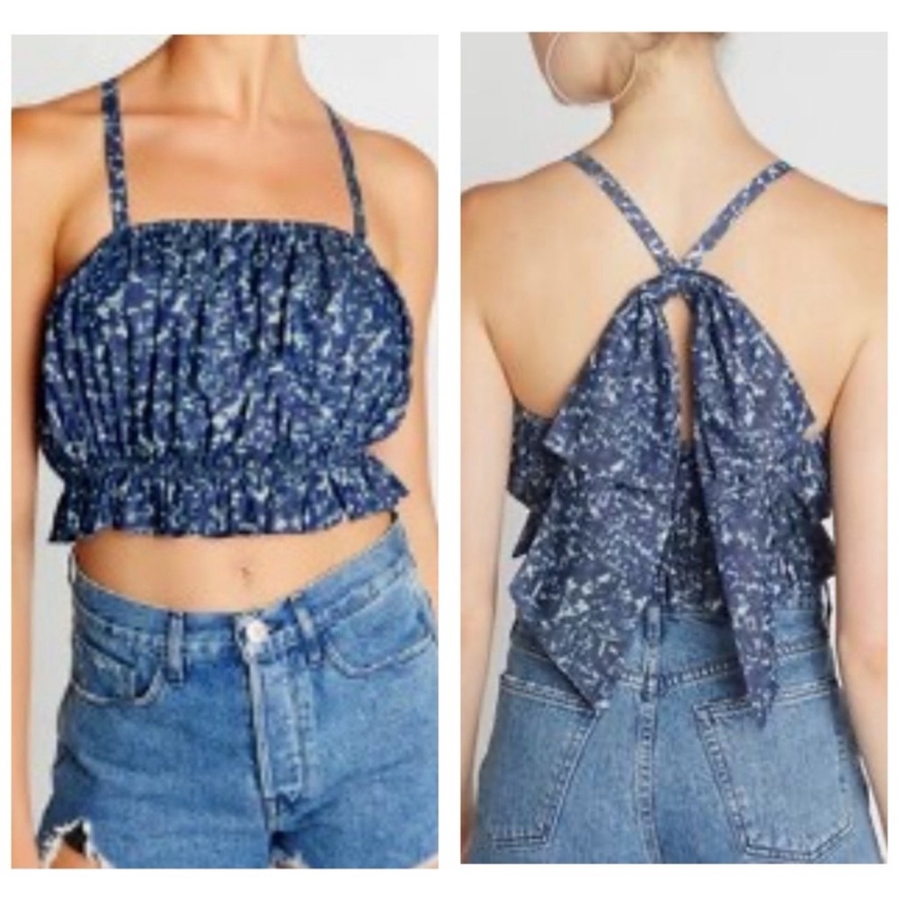 NWT Choosy Blue White Patterned Women's Top Size M